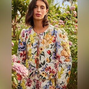 FARM Rio Greek Garden Floral Puffer Jacket L NWT